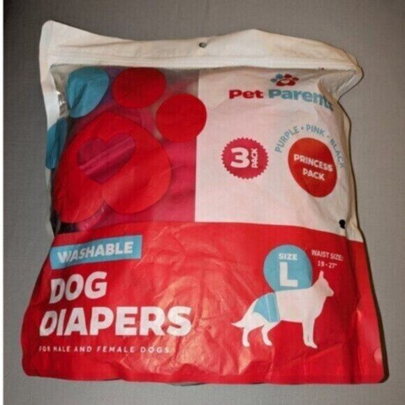 Pet Parents Washable Dog Diapers Princess 3 pk Large 19 - 27" waist - Picture 1 of 4